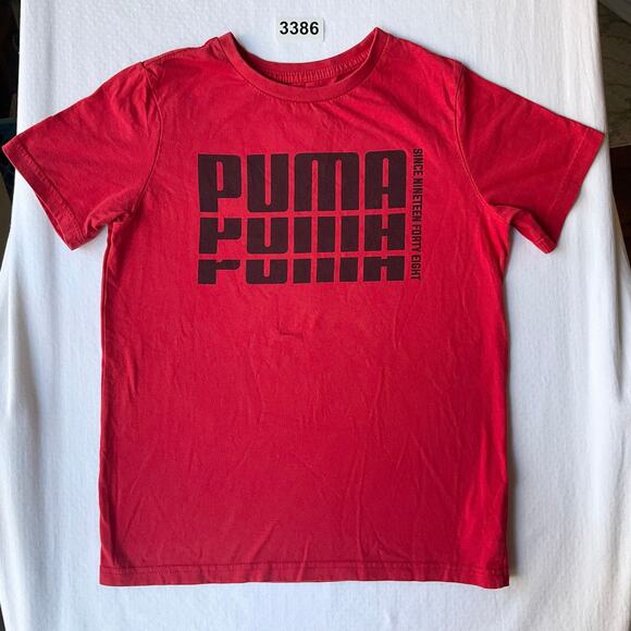 PUMA Kid’s Short Sleeve Stretchy T-shirt Size M US (10-12), Red - Picture 1 of 8